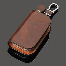 

Leather Home Car Key Bag Key Pocket Zipper Mini Wallet Earth Yellow Men Women's Key Holder Pocket Smart Key Case