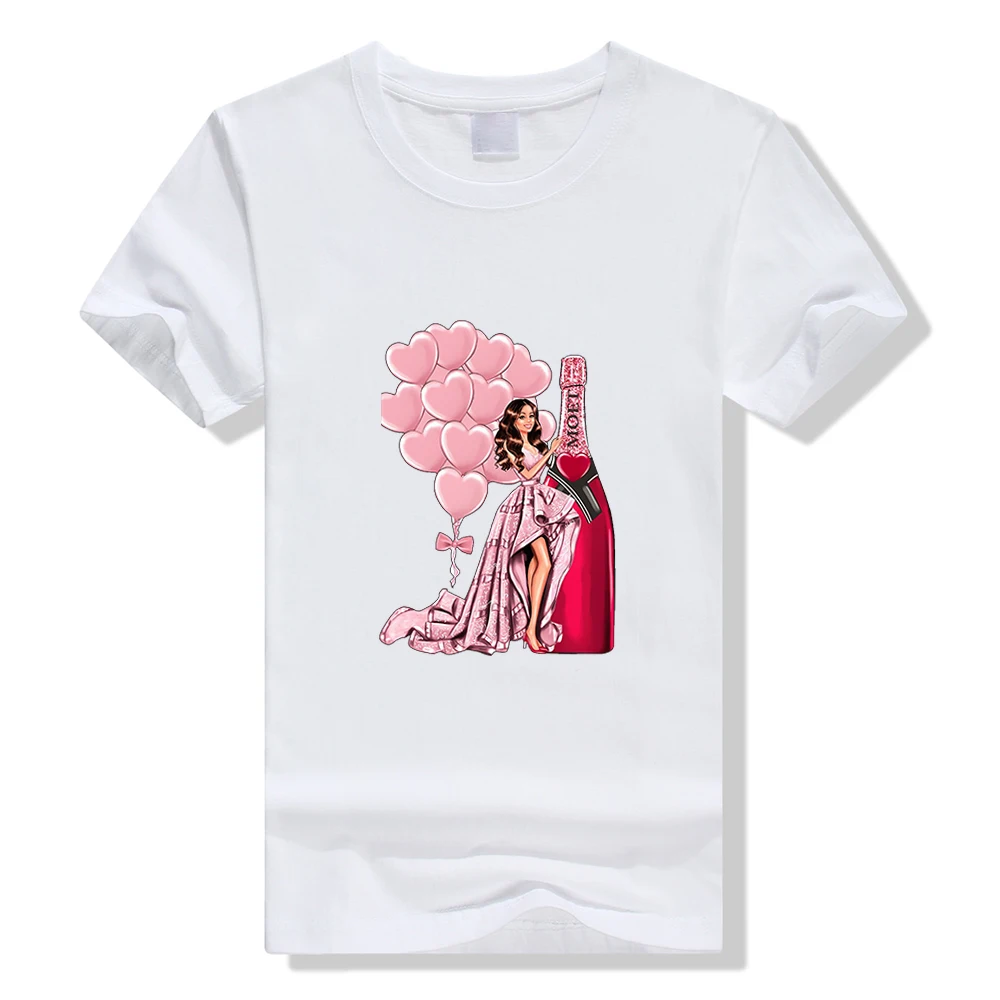 

New T-shirt women gorgeous beauty print graphic aesthetics fashion retro t-shirt ladies O collar korean clothes short sleeve