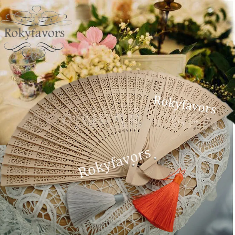 SILK FANS with Gift Box Wedding Favors Bamboo Hand fan Bridal Shower Quince 