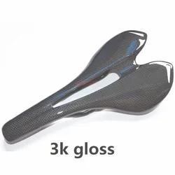 Superlogic 3K Full Carbon Fiber Bicycle Saddle - Lightweight Road and MTB Bike Seat, Matte Finish, Ergonomic Design, 275x143mm (No logo 3k gloss)
