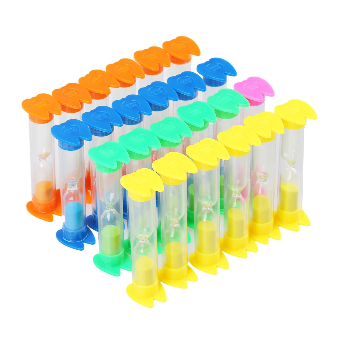 3 Minute Plastic Tooth-Shaped Sand Timer- 24Pcs