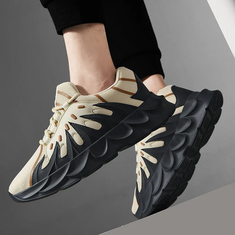 Hot Fashion Walking Shoes for Men Breathable Lightweight Camping Shoes Men Sneakers Bounce Summer Massage Rubber Mesh