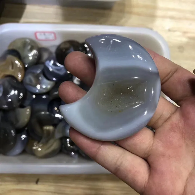 Природный Агат geode moon Кристальные драгоценные камни рейки целебный Кристалл Камень