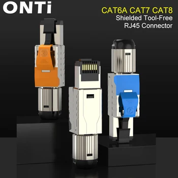 

ONTi Cat6A Cat7 Cat8 Industrial Ethernet Connector RJ45 Shielded Field Plug Tool Free Easy Metal Die-Cast Termination Conector
