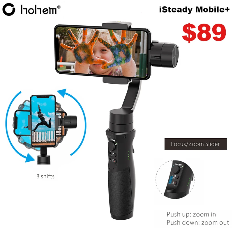 Hohem iSteady Pro 2 3-Axis Handheld Gimbal SJCAM YI Cam Gopro Hero 7 6 5 4 3 Water Splash Proof /& Beveled Design Upgraded on 2019 for DJI Osmo Action Sony RXO