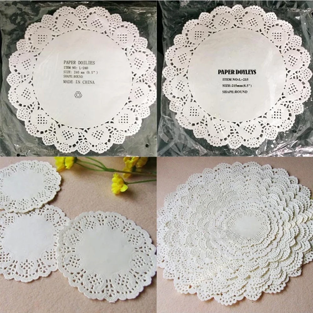 100Pcs Round Paper Lace Doilies Cake Placemat Party Wedding Baking Desssert Decoration New