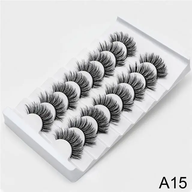 A15 2/5/8 стержень пар Eyelashs натуральных длинных 3D искусственной норковые ресницы толстый ручной полный газа Ресницы объемный мягкий ресницы серо-коричневого цвета накладных ресниц - Цвет: A15