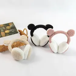 Women Men Winter Warm Cute  Furry Plush Earmuffs Headband Outdoor Windproof Solid Color Foldable Fluffy Ear Covers Warmers