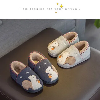 

Children Boy Girl Winter Cotton Warm Velvet Rubber Sole Non-Slip Slippers