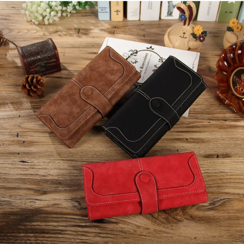 

Female Wallet Solid Color Wallet Long Change Purse Handbag for Women Black/Red/Rose Red/Coffee