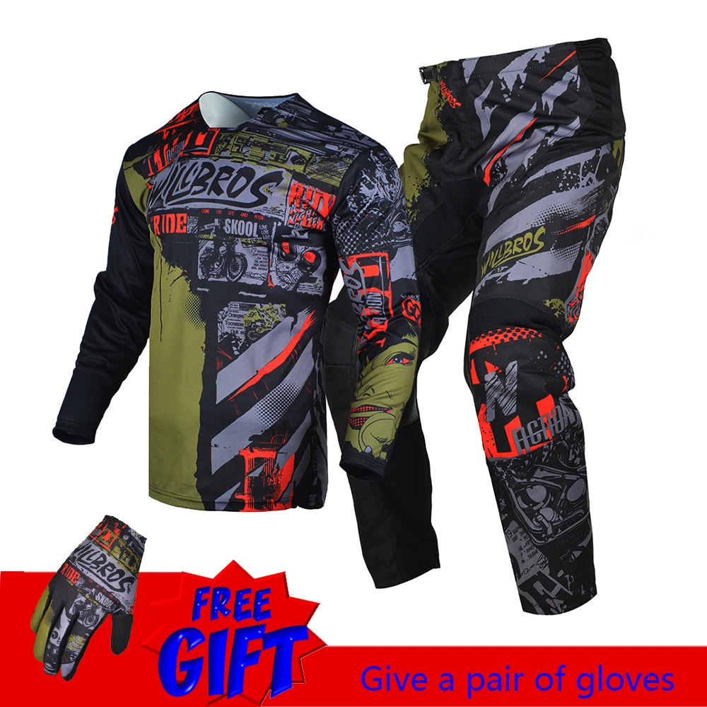 Mtb Bike Riding Gear Set Motocross Jersey Pants Dirtbike Mx Combo Willbros  Enduro Outfit Moto Cross Outfit Gift Men Adult Kits - Combinations -  AliExpress