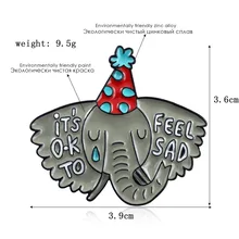 Wish Creative New Style Tears Proboscis Elephant Oil Drop Brooch Accessories It's OK to Feel Sad