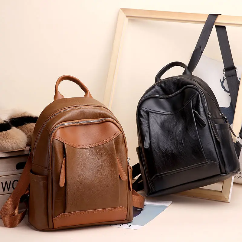 Moda mujer Mochila De cuero suave de alta calidad mochila de viaje mujer bolso de hombro PU estudiantes mochilas escolares