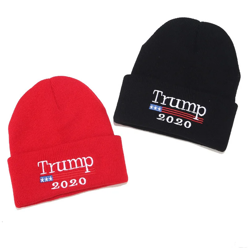 Красная Шапка-бини «Дональд Трамп» Skullies, новая шапка с большой вышивкой американского флага MAGA, зимняя хлопковая шапка