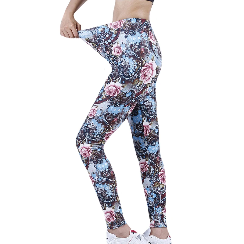 

YGYEEG Yoga Leggings For Girls Workout High Waist Pants Sexy New Style Women Flower Printed Leggins Hot Elastic Trousers
