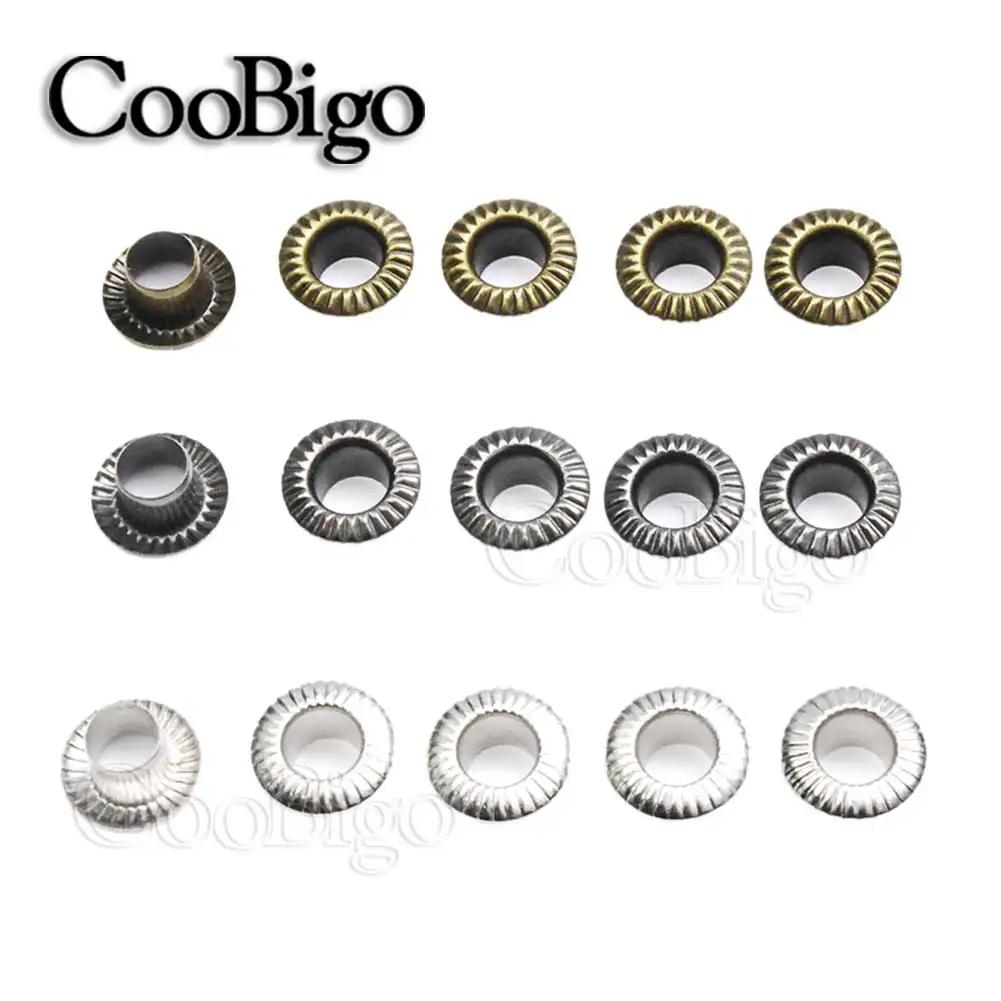 Eyelet Grommet Ring, Eyelet Grommet Ring Kit, Grommet Eyelet Kit, Metal Eyelet Buttons, 200pcs Eyelet Striped Eyelets Metal Bag Belt Cap Clothes Shoes Boots Garment Leathercraft Sewing DIY Craft Accessories