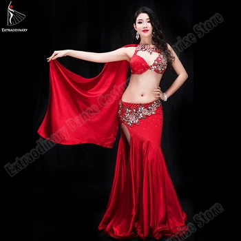 

Women Bellydance Clothes Bra Skirt Carnaval Costumes Oriental Belly Dance Bra Bead Skirt Suit 2pcs Stage Performance