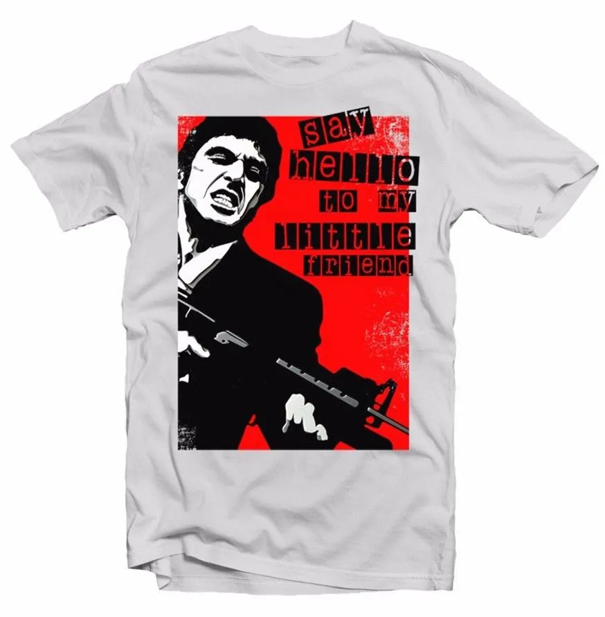 Белая футболка со шрамом Тони Монтана с надписью Hello To My Friend Al Pacino Fn9342 размера плюс