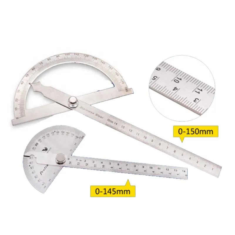 Transportador de ángulo de Metal de 180 grados, goniómetro, regla de  ángulo, herramientas de carpintería de acero inoxidable, Regla de medición  rotativa 100/150|Transportadores| - AliExpress