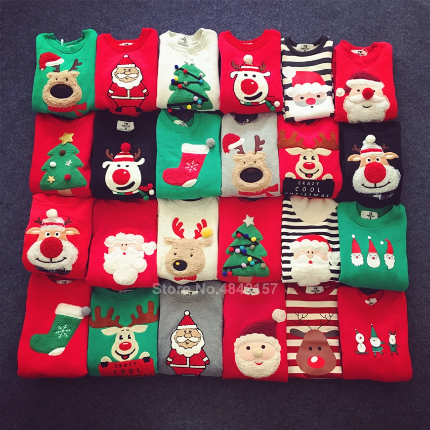 

2019 New Year Christmas Family Sweater Pajamas Santa Claus Elk Xmas Warm Winter Hoodies Sweatshirt Parent-child Matching Clothes