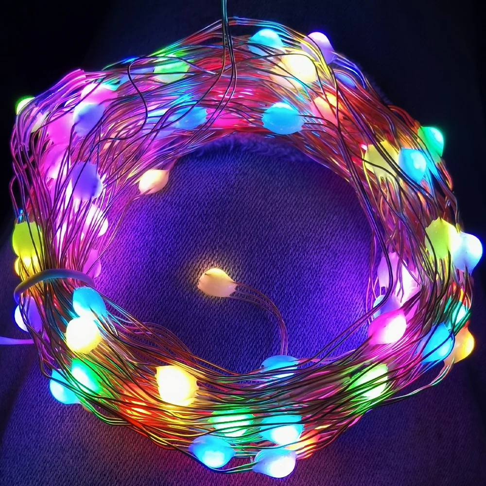 Colorful christmas 2024 lights in bedroom