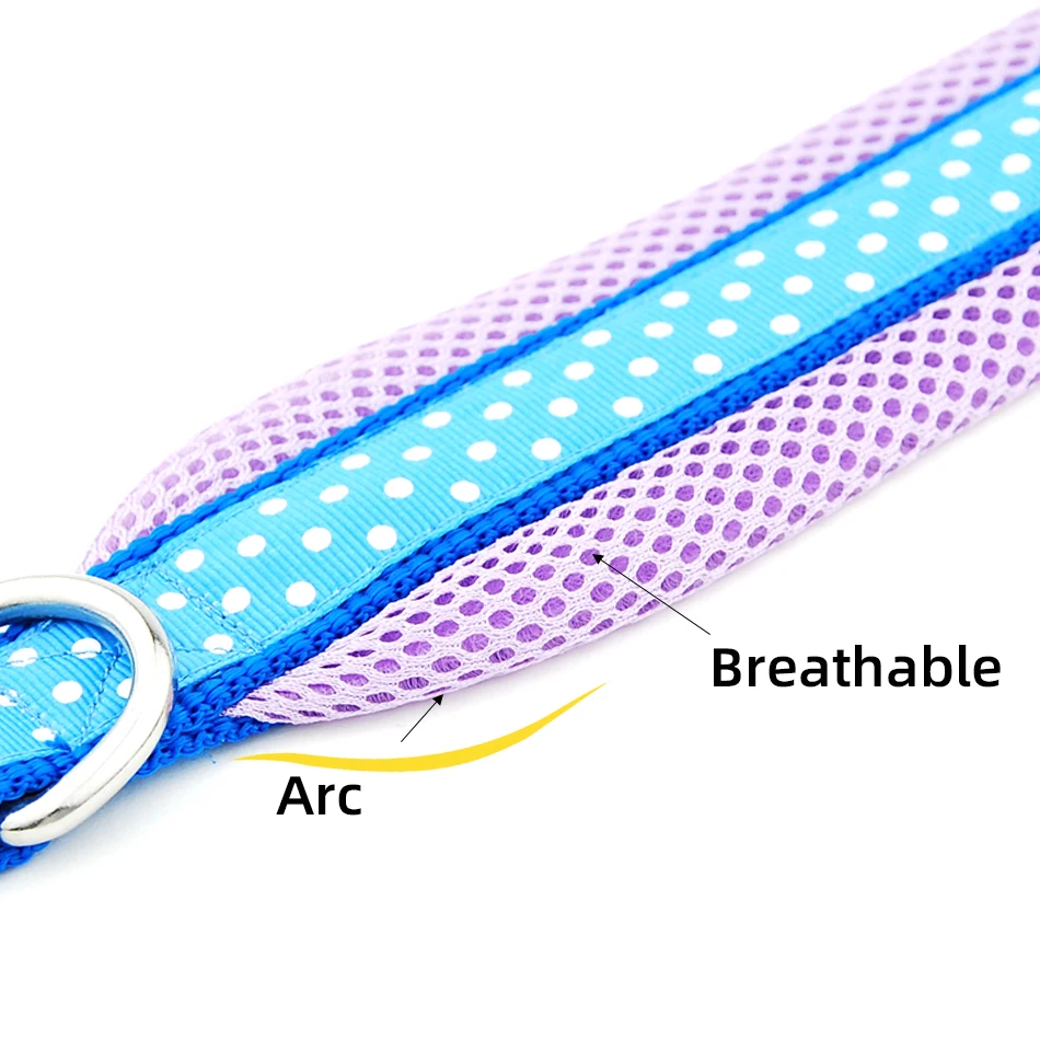 Dog Collar Pet Adjustable Mesh Collar Reflective Polka Dot Breathable Padded Collar for Large Dogs German Shepherd