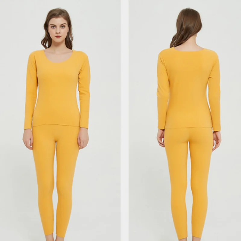 Thermal Fleece Underwear Suit for Women Double Layers Ladies Intimate Female Pajamas Set Warm Long Johns Winter ouc420