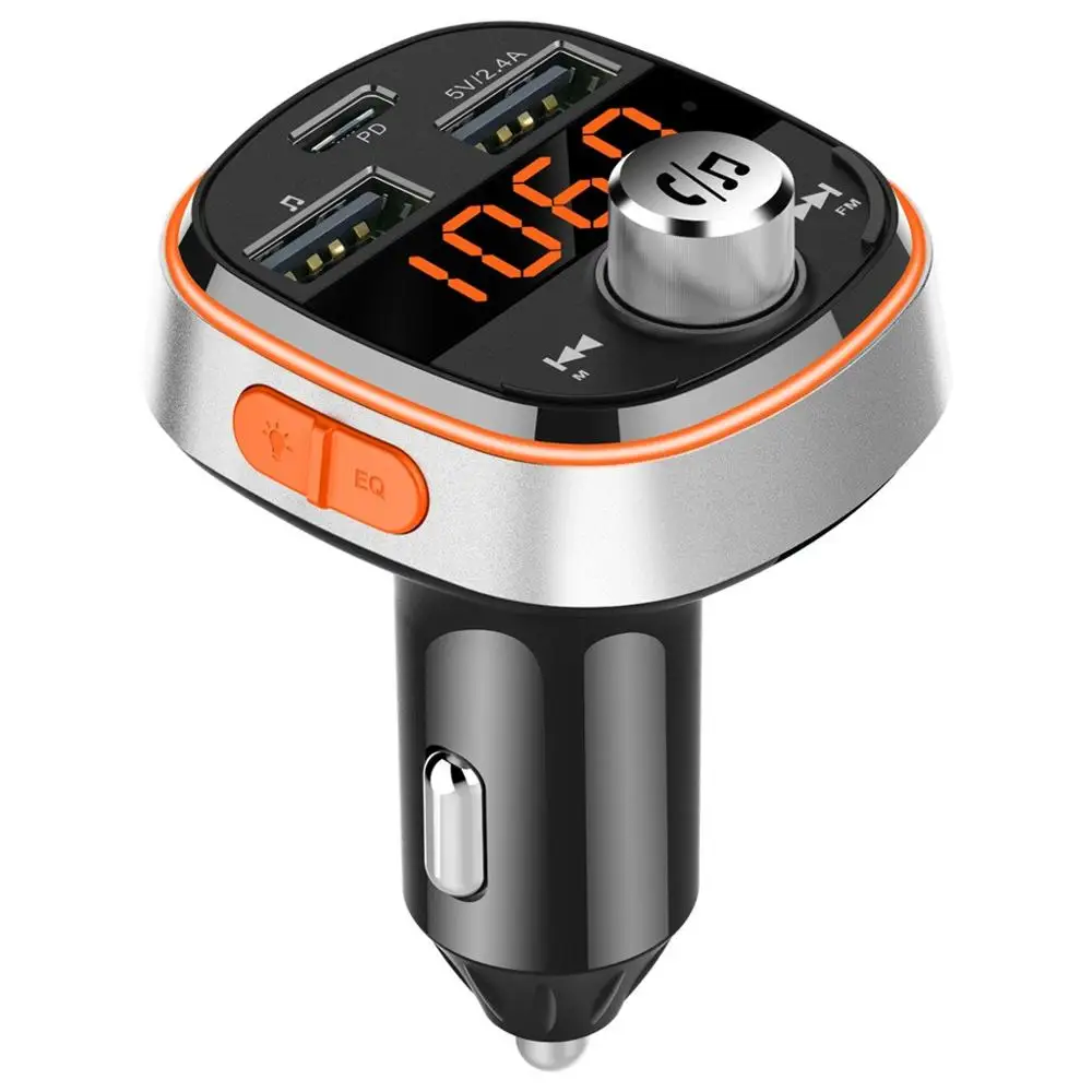 Автомобильный комплект Bluetooth 5,0 fm-передатчик модулятор QC3.0 Быстрая зарядка USB зарядное устройство стерео MP3-плеер громкой связи#1010