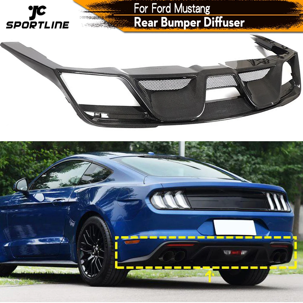 

Carbon Fiber Rear Bumper Diffuser Lip for Ford Mustang 2018 2019 Not for Shelby Car Rear Bumper Diffuser Lip Spoiler Chin