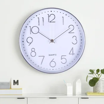 

Wall clock European minimalist 12-inch clock living room round silent quartz clock digital plating clocks