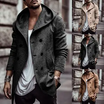 

2019 Men's Clothes Thick Coat New Winter Style Fashion Warm Pure Hat And Wool Overcoat Comfortable Warm Coat Jacket New Arrival