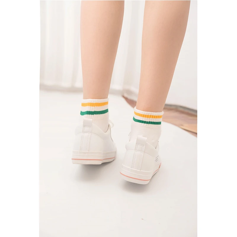 Женские полосатые короткие носки, модные хлопковые носки, корейский стиль, носки с параллельными полосками, спортивные носки, белые короткие носки, набор 3 пар/лот