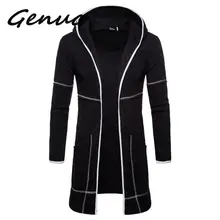 Мужской свитер, длинный кардиган с большим карманом и капюшоном, модный, ветрозащитный, Повседневный, европейский размер, верхняя одежда, Прямая поставка, скидка, одежда