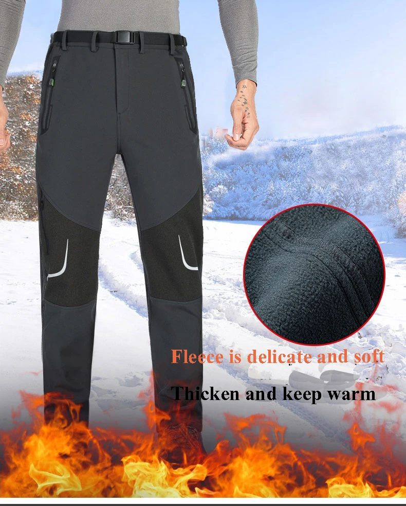 Description Picture 5 of itemNUONEKO Outdoor Winter Fleece Men Trekking Pants Breathabl Waterproof Windproof Thermal Camping Hiking Tourism Trousers BMT08
