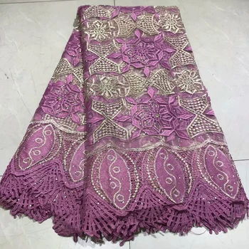 

New arrival African french net lace fabric 2019 embroidery stones swiss guipure cord lace high quality bridal Nigeria tulle lace