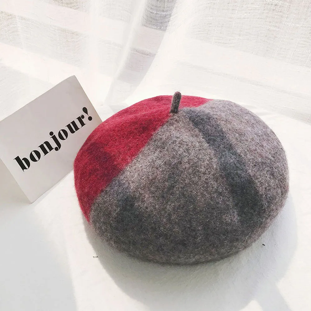 Новинка, Женский Берет шапочка, классический стиль, шерсть, войлочный цвет, соответствующие шапки-береты, сохраняющие тепло, зимние мягкие однотонные шапки-береты