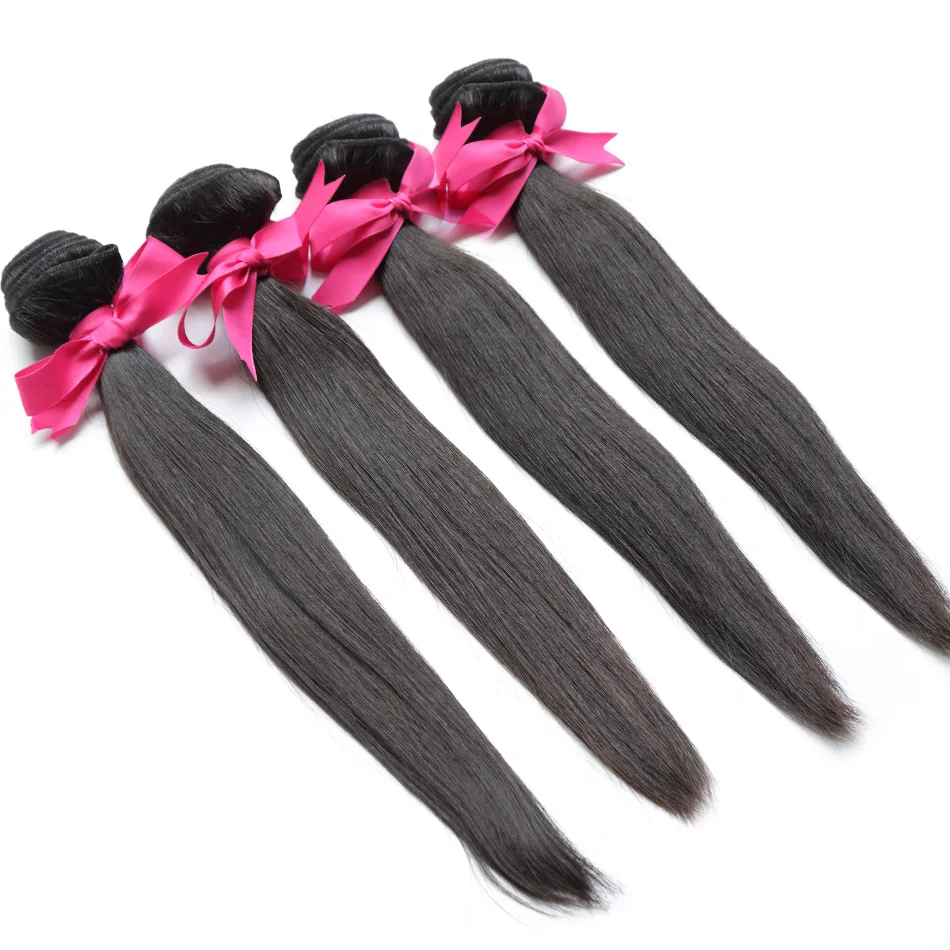 Luvin OneCut волосы прямые 8-40 бразильские девственные человеческие волосы пряди с 13x4 фронтальное закрытие 3 4 пучка волос для наращивания
