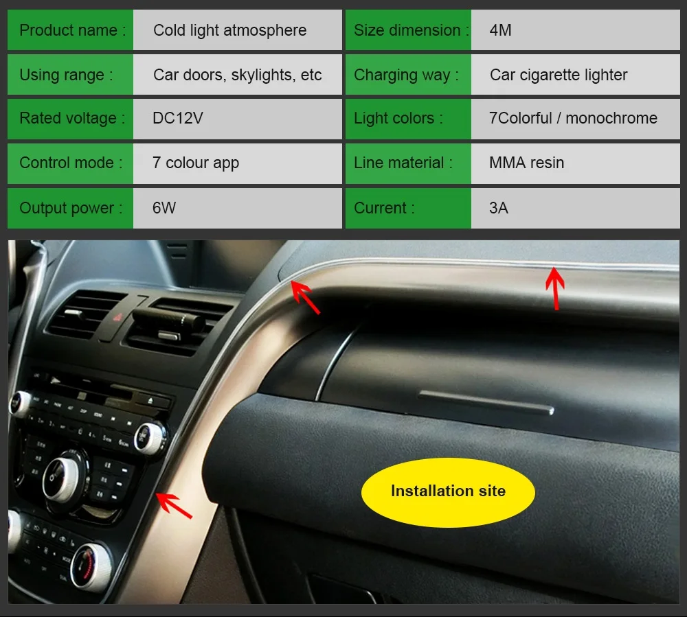 EURS 1 набор цветной Bluetooth приложение управление активный EL неоновый провод полосы светильник RGB светодиодный декоративный приборной панели двери атмосферный светильник