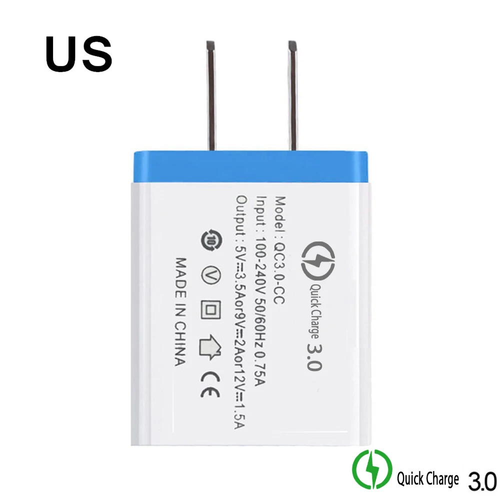 Быстрая зарядка 3,0 USB EU/USA зарядное устройство для путешествий 5V 3.5A Быстрая Зарядка адаптер для iphone samsung huawei планшеты зарядное устройство для телефона - Тип штекера: US  Blue