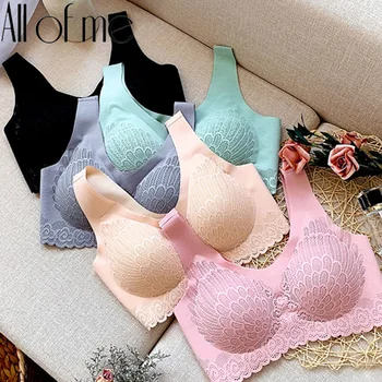 

S-XL Women Bra Sexy Brassiere Female Underwear Push Up Bralette Floral Solid Color Wirefree Bras Seamless Intimates Pad Lingerie