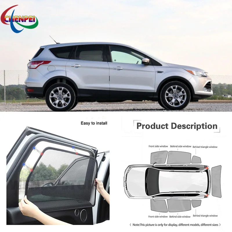 

For Ford Escape Kuga Car Full Side Windows Magnetic Sun Shade UV Protection Ray Blocking Mesh Visor Car Decoration Accessories