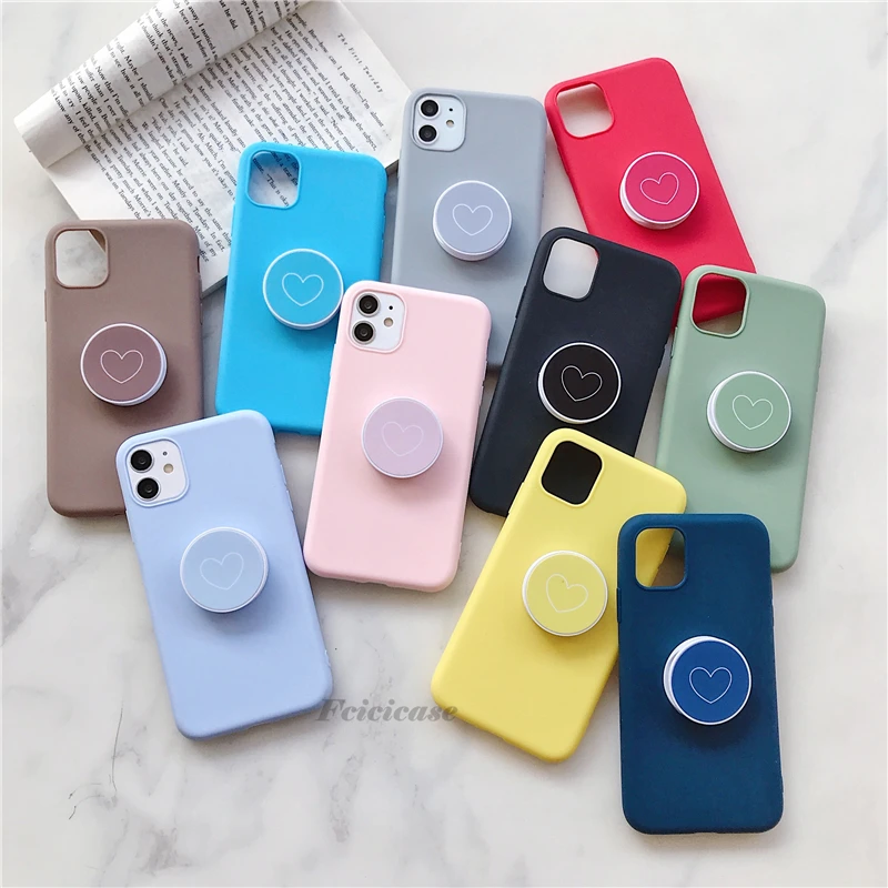 

Case For OPPO A5 2020 A9 A11X A37 A39 A59 A71 A73 A83 A7 A9 A5S Silicone Soft Cover Love Heart Stand Holder Cute Phone Bags