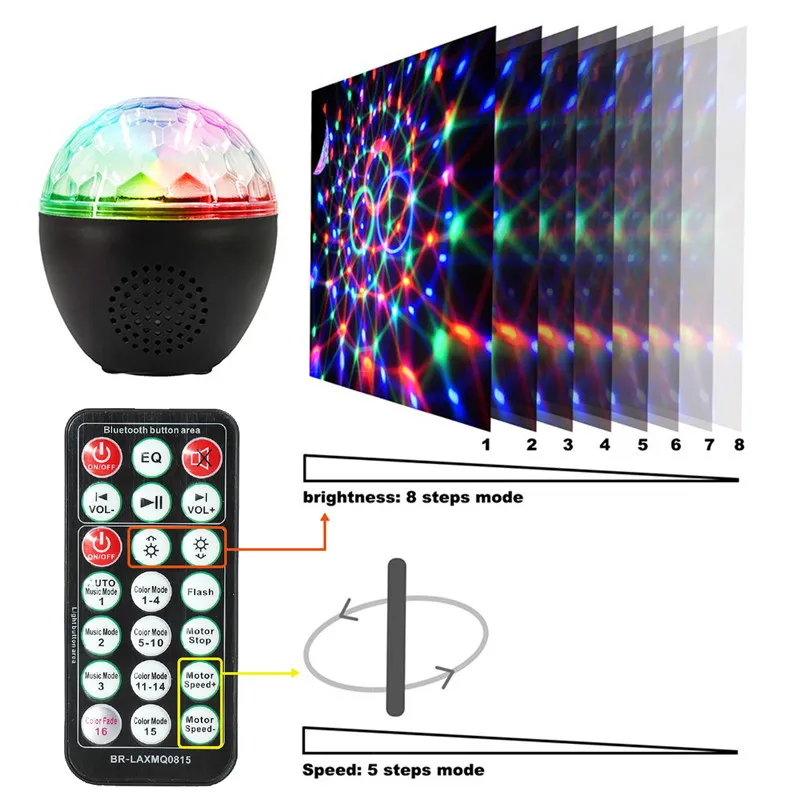 

Star Project master Lighting Wireless bluetooth Light Speaker USB LED Rotating Crystal Magic Ball DJ Speaker Homeparty