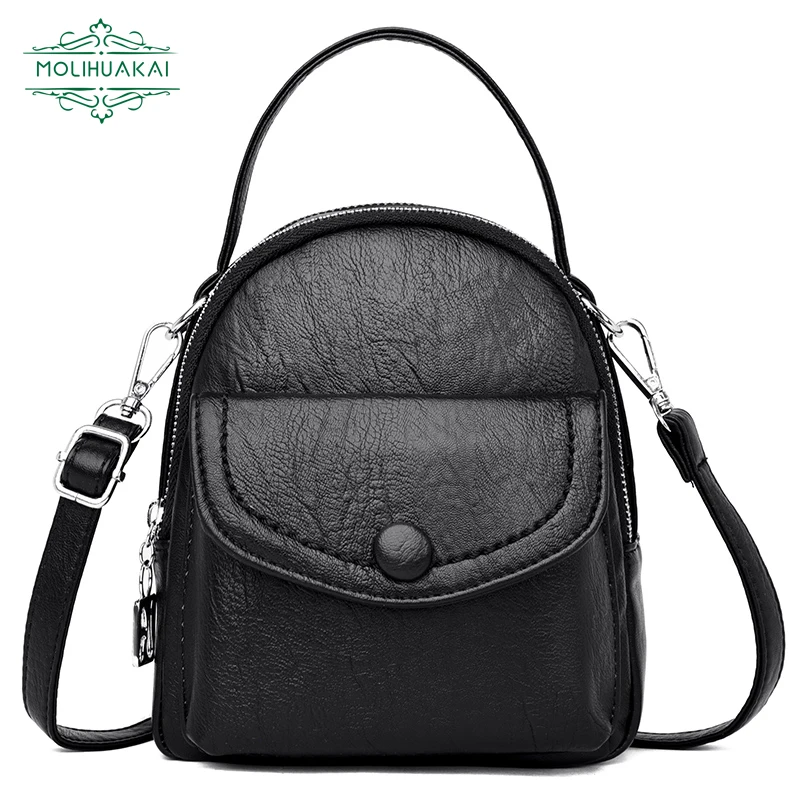 

MoLiHuaKai 2021 New Ladies Luxury Soft Leather Shoulder Bags PU Leather Trend Retro Messenger Bag Simple Girl Designer Brand Bag