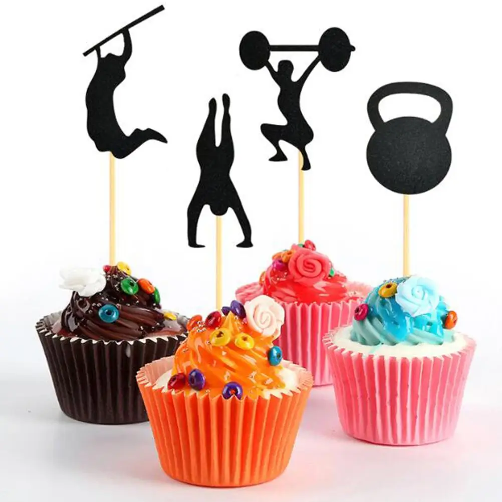 Cake Topper Gym Theme Toppers Birthday Cakes Decorations Picks Cupcake Party Favors Supplies For Fitness | Дом и сад