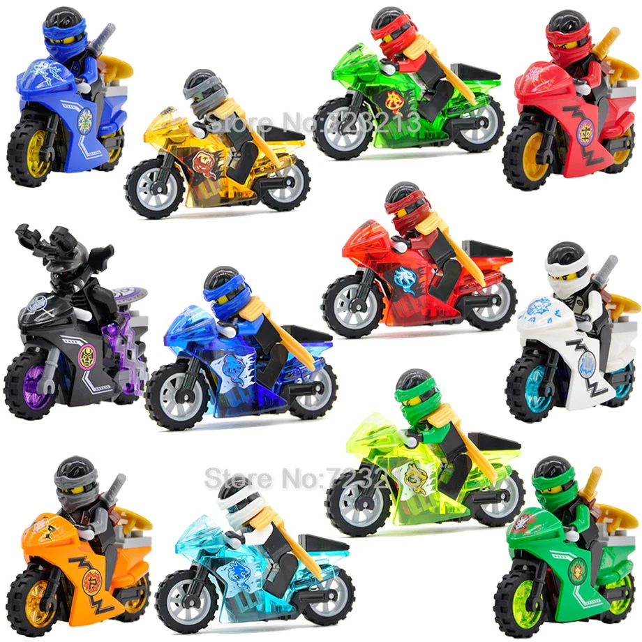 

Single Ninjagoed Motorcycle Jay Kai Zane Figure Lloyd Nya GARMADON Building Blocks Set Kits Bricks Toys for Children Legoing