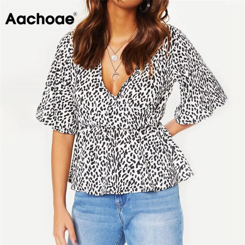 Летние шифоновые блузки сексуальный глубокий v образный вырез короткий рукав