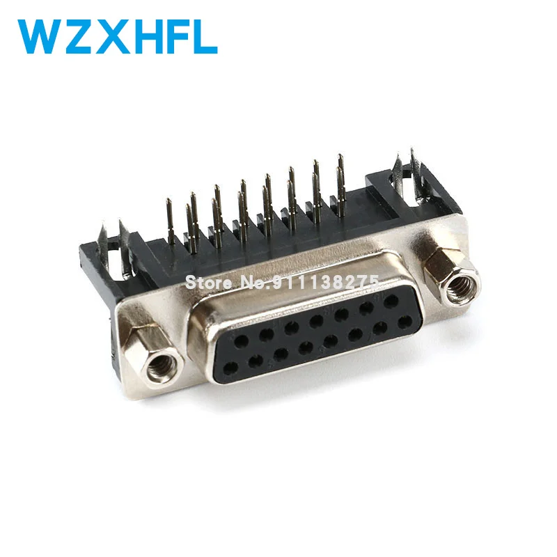 5Pcs Black Male/Female DB15 DR15 D-Sub Right Angle Double Row Pins PCB Mount VGA Port Connector Socket With Screw Nuts for jst connectors,aviation plug socket connector,usb connectors kit