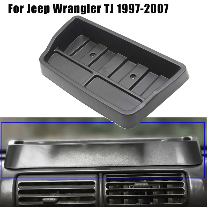 Organizador do armazenamento do painel do carro, caixa do suporte do telefone móvel, acessórios para Jeep Wrangler TJ 1997-2006, bandeja do traço do console central