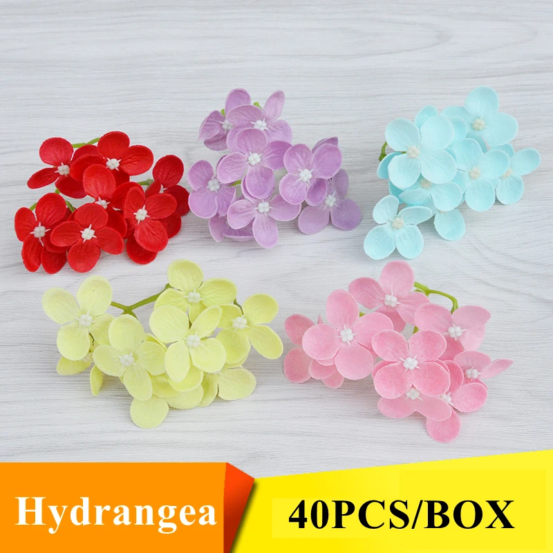 

40Pcs Soap Hydrangea Flower Head Artificial Flower Wedding Decor Fake Flower Party Gift Box Dotted Flower Bouquet With Flowers